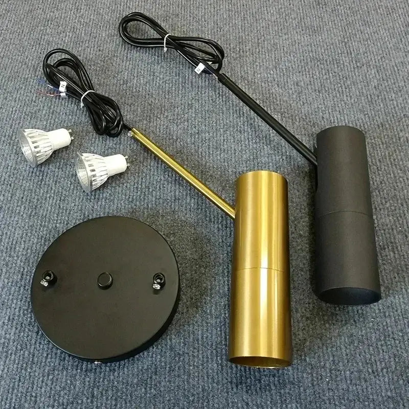 Modern black cylindrical led pendant light bedroom spotlight
