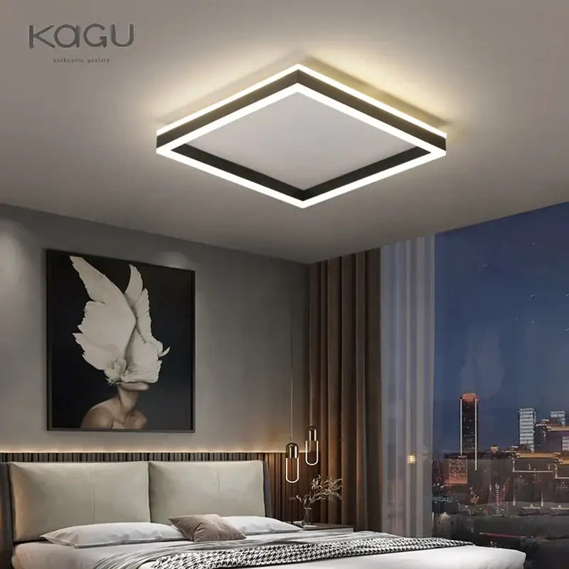Modern black & white circular led pendant light dining room