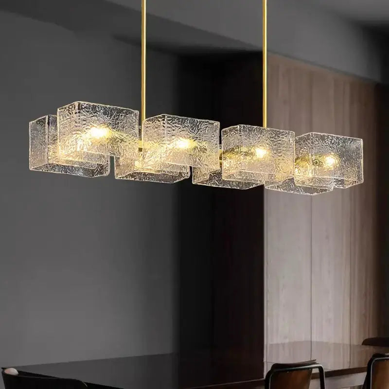 Modern gold textured glass led pendant light for dining room
