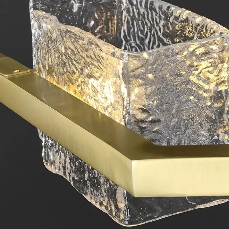 Modern gold textured glass led pendant light for dining room
