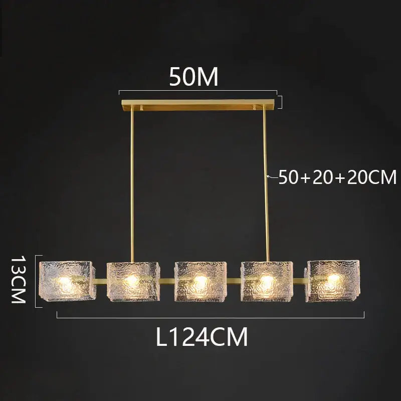 Modern gold textured glass led pendant light for dining room