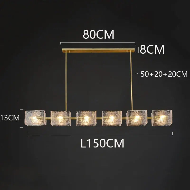 Modern gold textured glass led pendant light for dining room