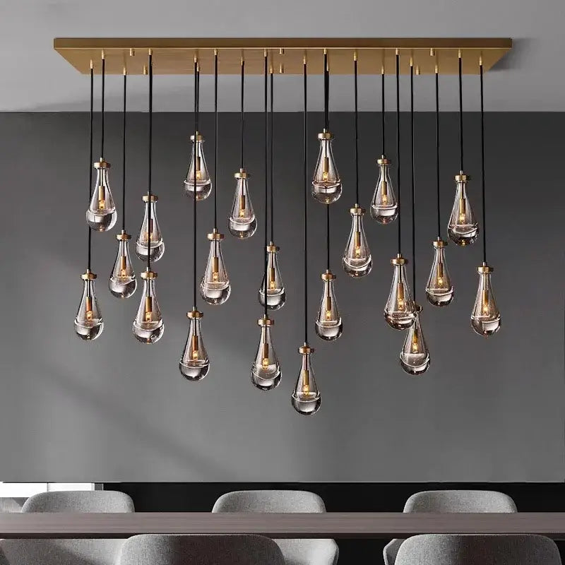 Modern black rectangular led pendant light chandeliers living room