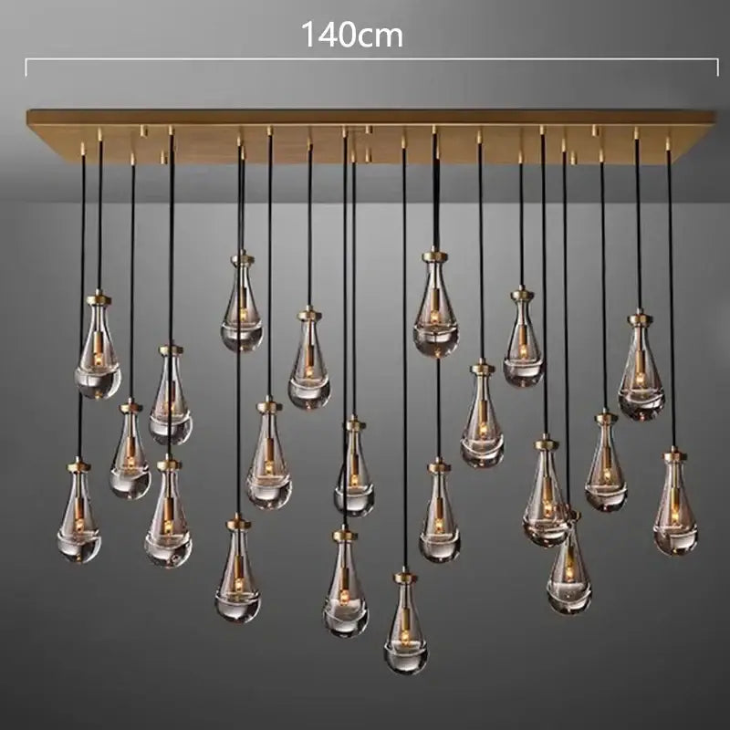 Modern black rectangular led pendant light chandeliers living room
