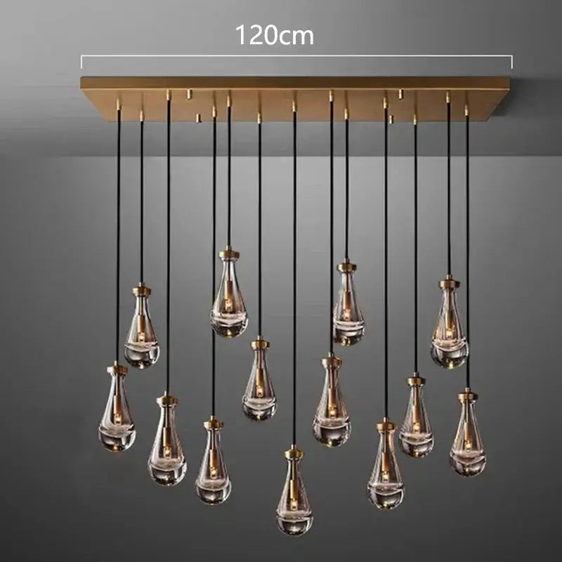 Modern black rectangular led pendant light chandeliers living room