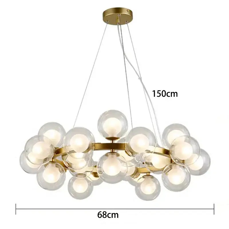 Modern gold globe led pendant light for dining room