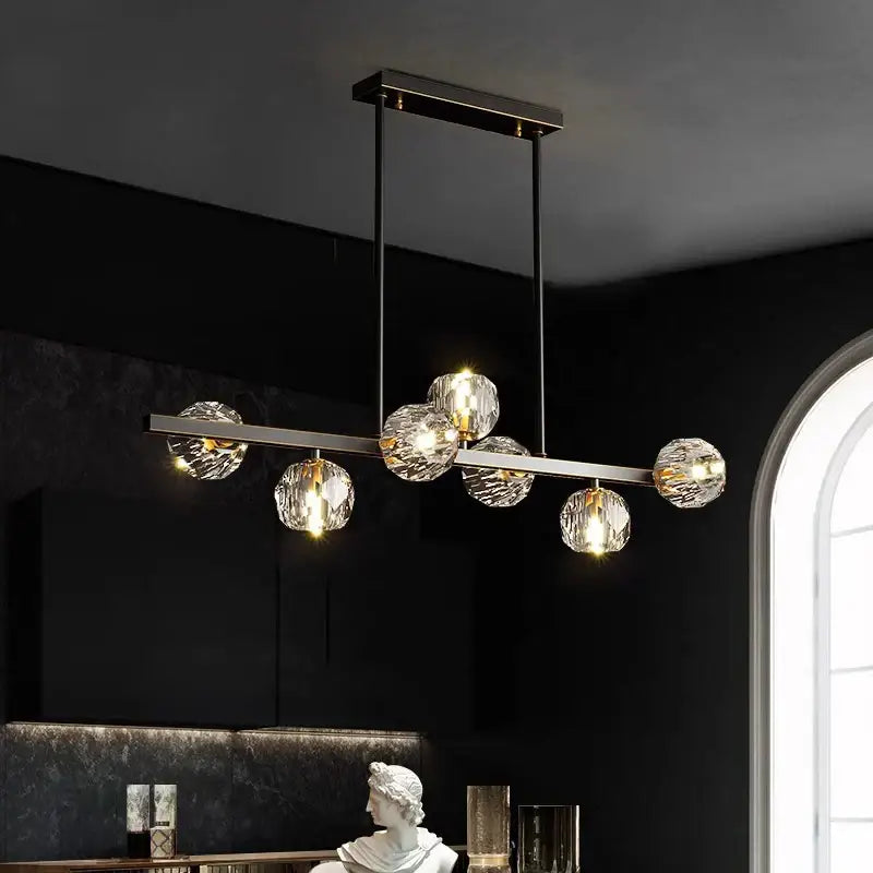Modern gold crystal globe led pendant light dining room