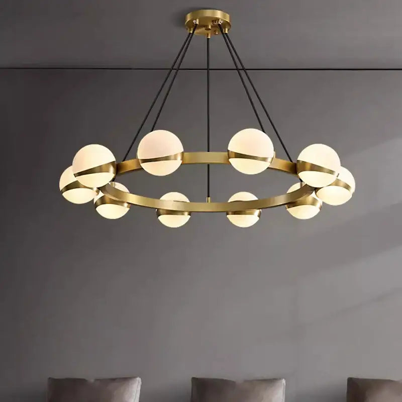 Modern gold frosted globe led pendant light chandelier dining room