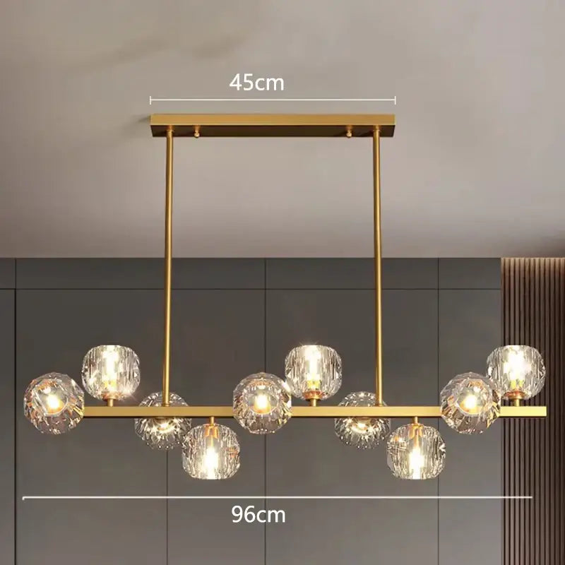 Modern gold crystal globe led pendant light dining room