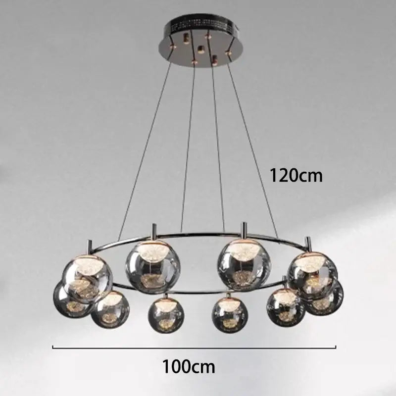 Modern black metal led pendant light chandelier dining room