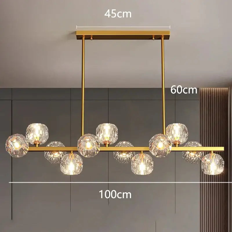 Modern gold crystal globe led pendant light dining room
