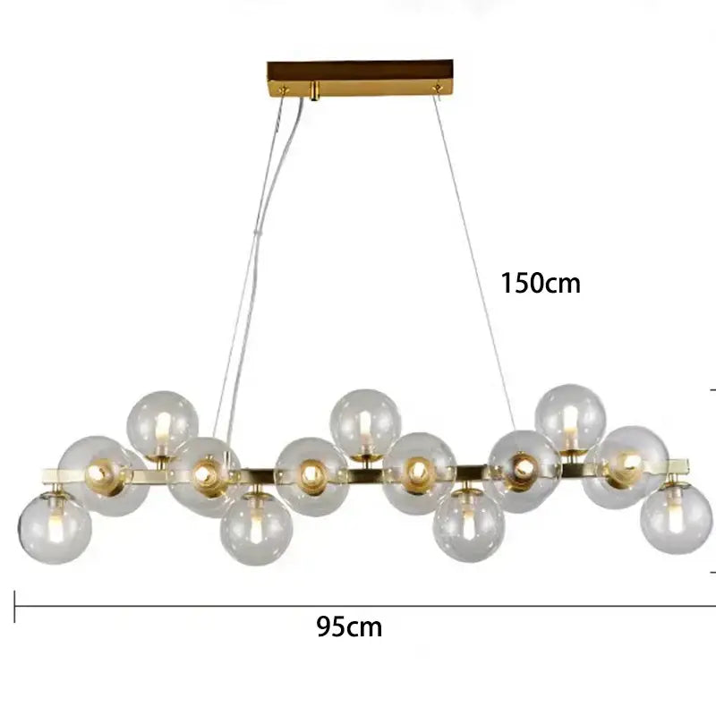 Modern gold globe led pendant light for dining room