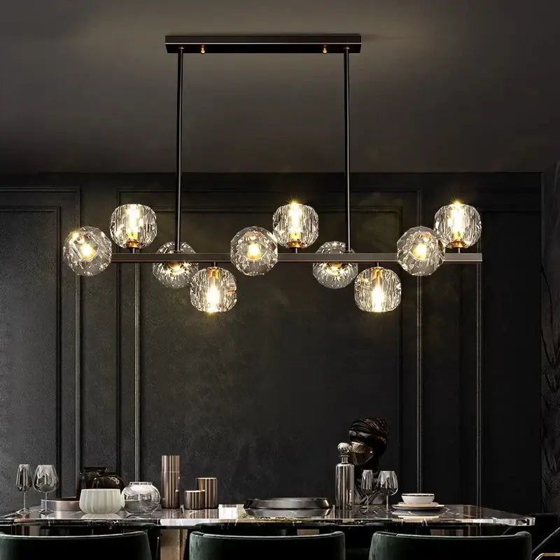 Modern gold crystal globe led pendant light dining room