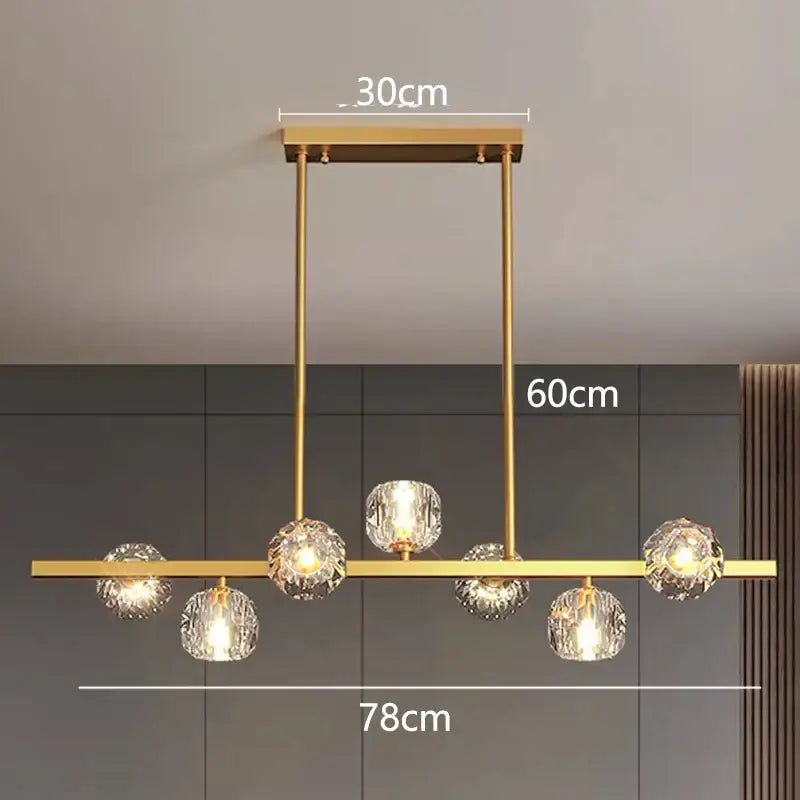 Modern gold crystal globe led pendant light dining room