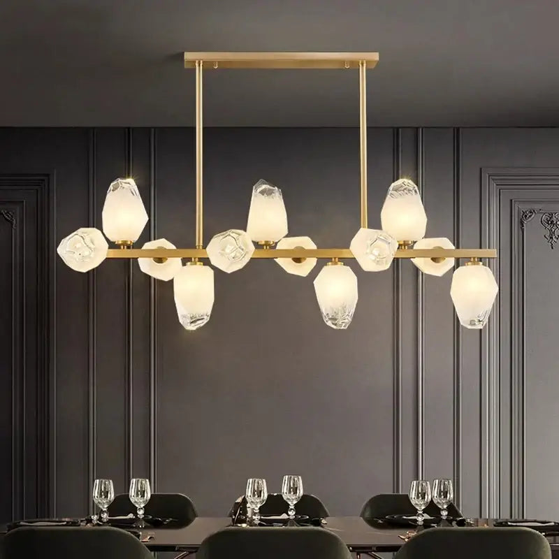 Modern geometric gold led pendant light dining room chandelier