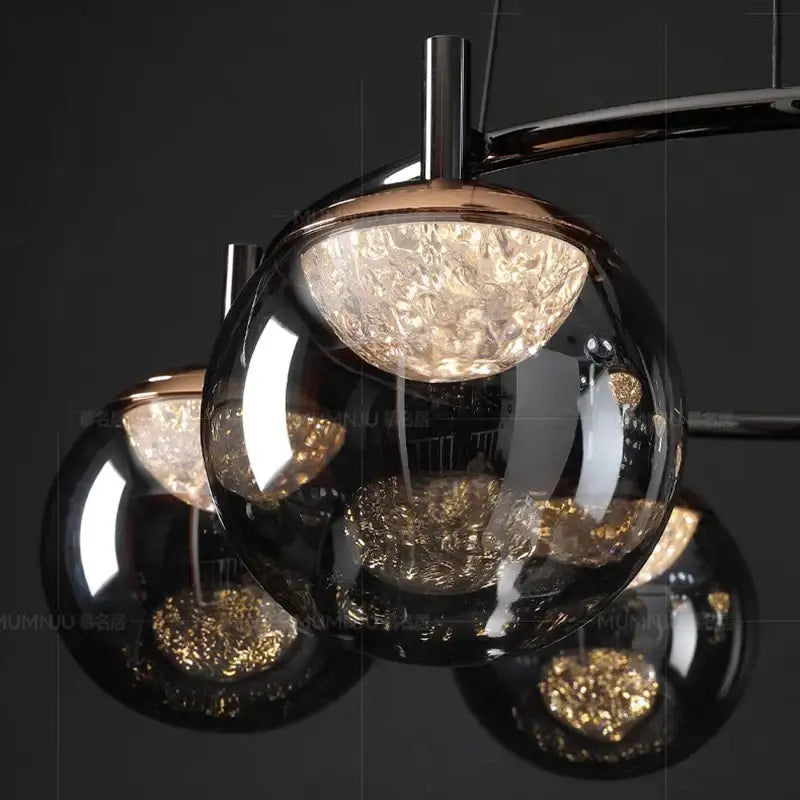 Modern black metal led pendant light chandelier dining room
