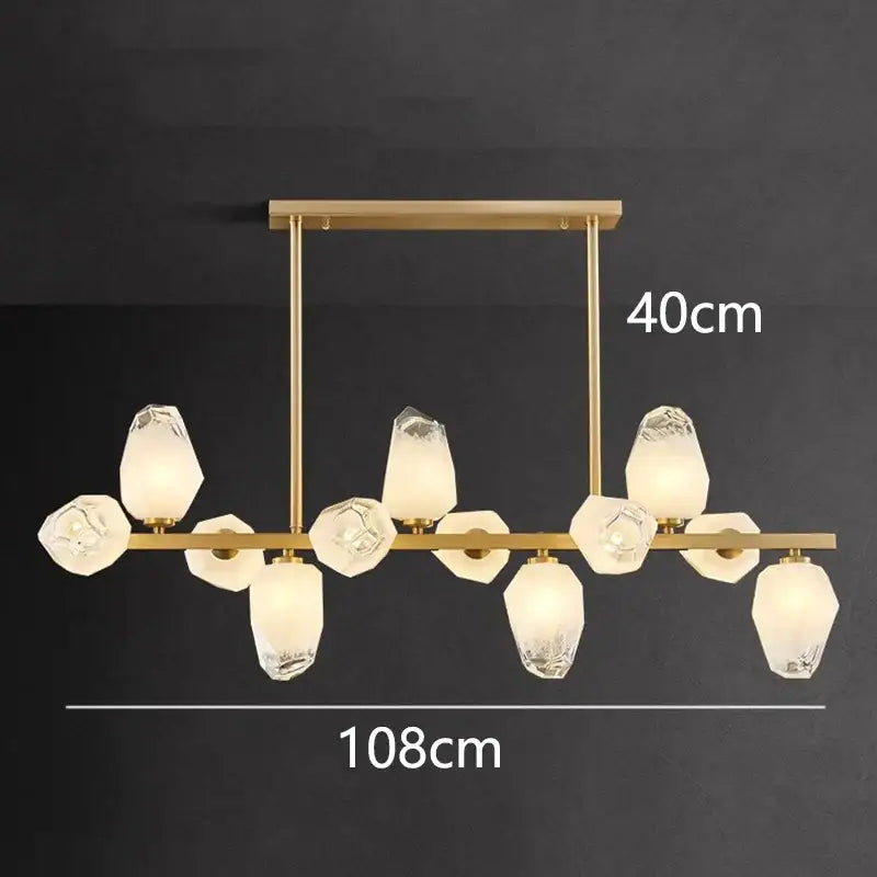 Modern geometric gold led pendant light dining room chandelier