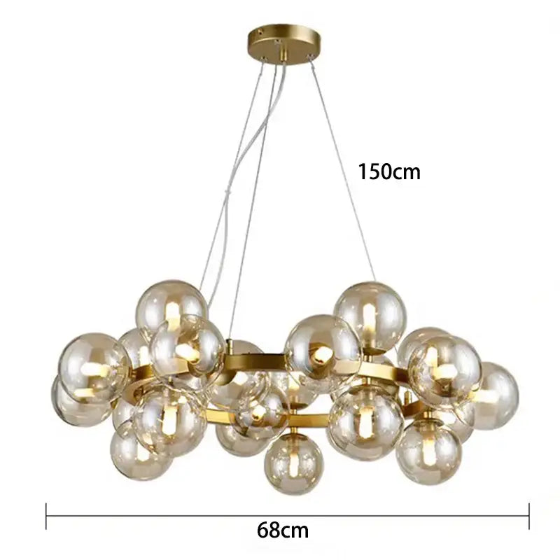 Modern gold globe led pendant light for dining room