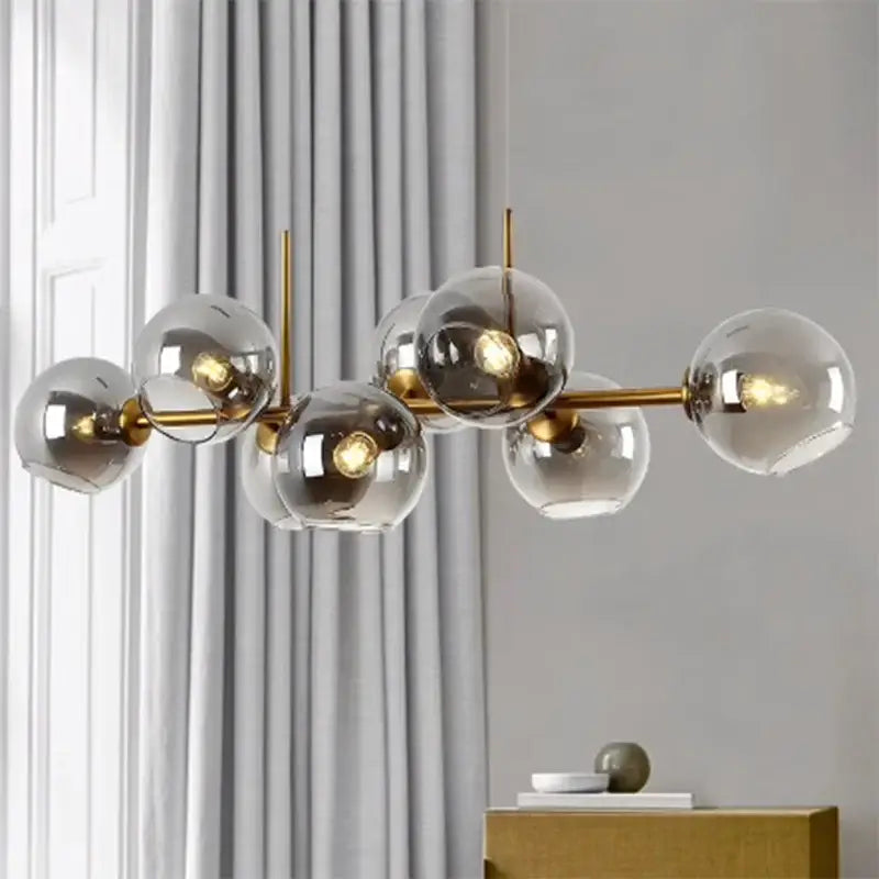 Modern black glass globe led pendant light for dining room