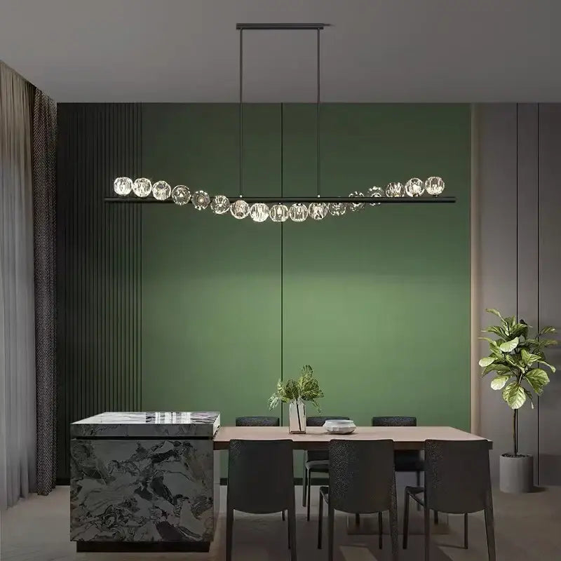 Modern gold crystal led pendant light for dining room