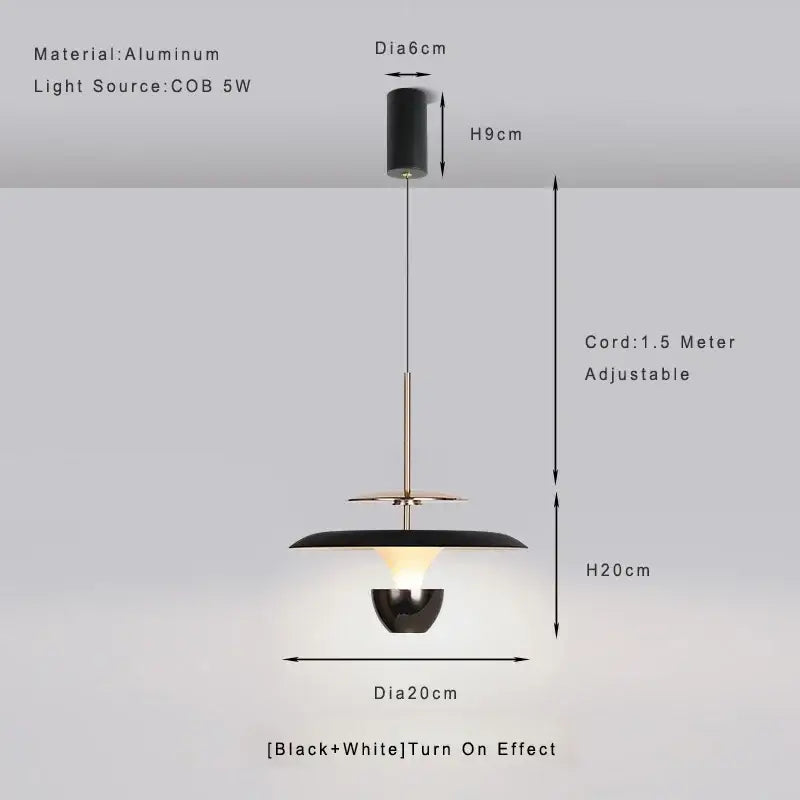 Modern metallic disc led pendant light for kitchen dining room