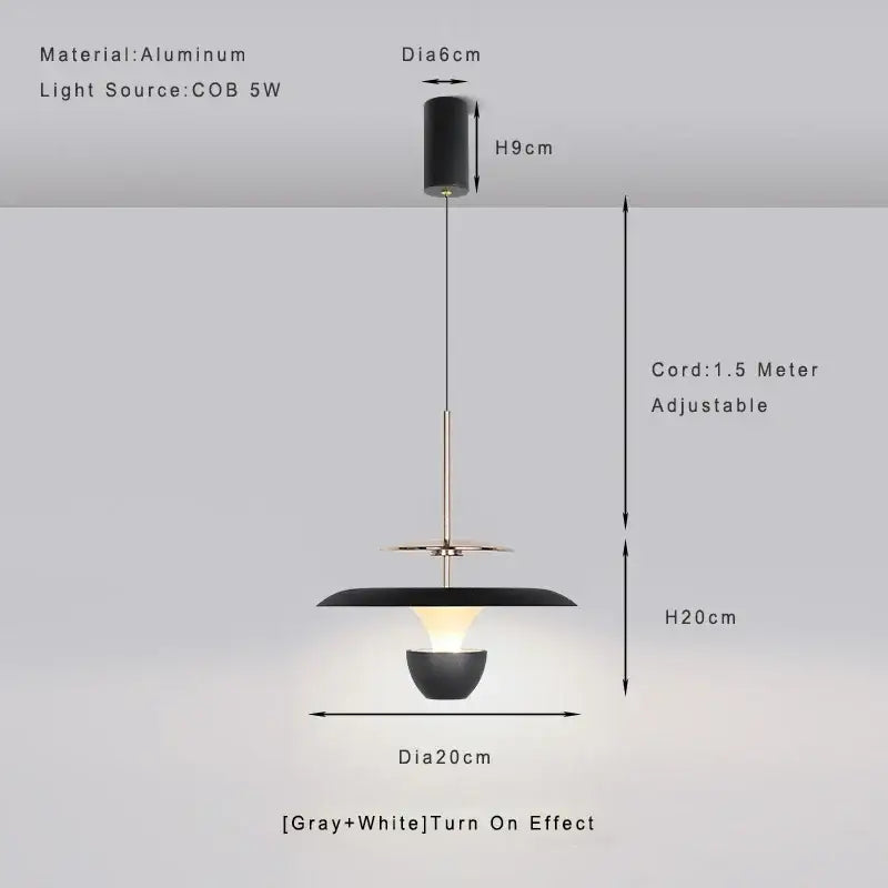 Modern metallic disc led pendant light for kitchen dining room