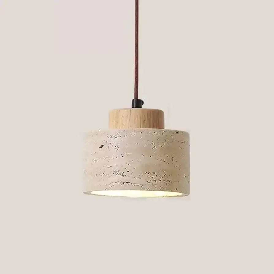 Minimalist beige & brown concrete pendant light fixture kitchen