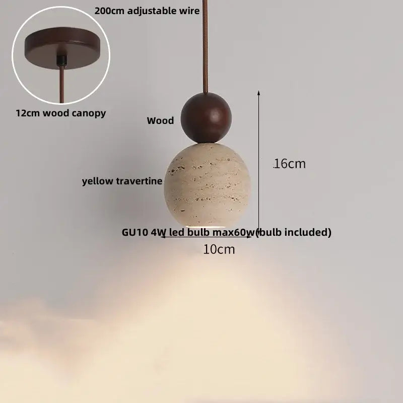 Minimalist beige & brown concrete pendant light fixture kitchen