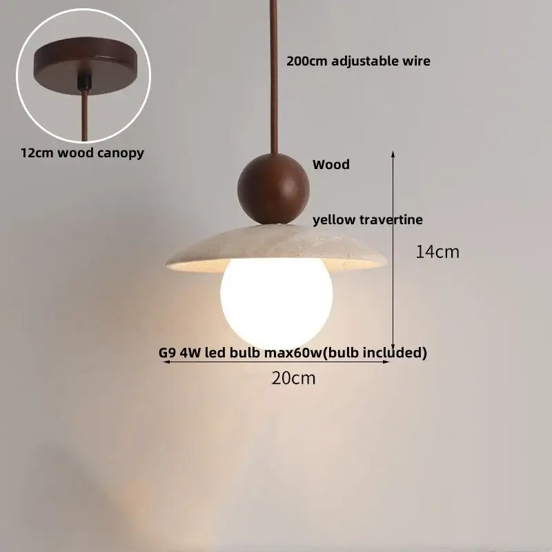 Minimalist beige & brown concrete pendant light fixture kitchen