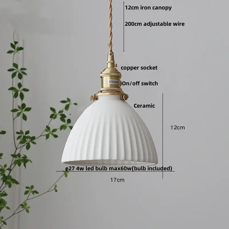 Modern white ceramic and walnut led pendant light dining room