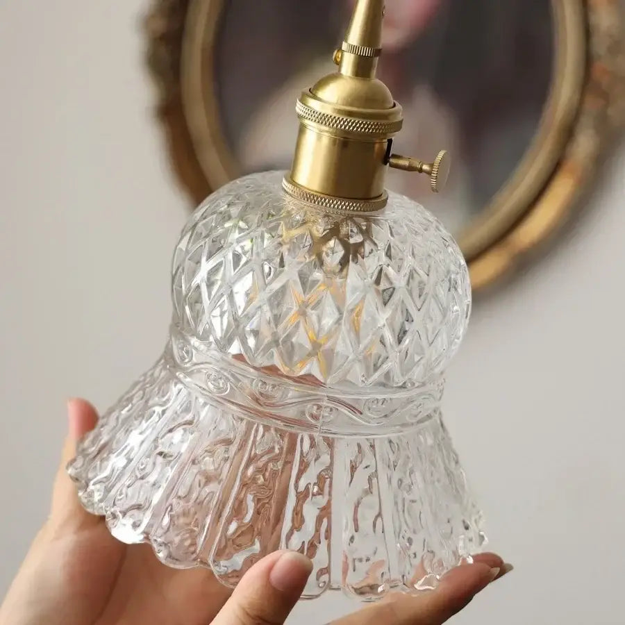 Vintage green glass & brass led pendant light – dining room