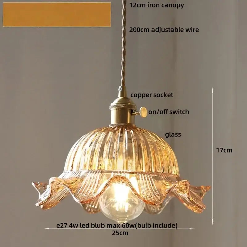 Vintage green glass & brass led pendant light – dining room