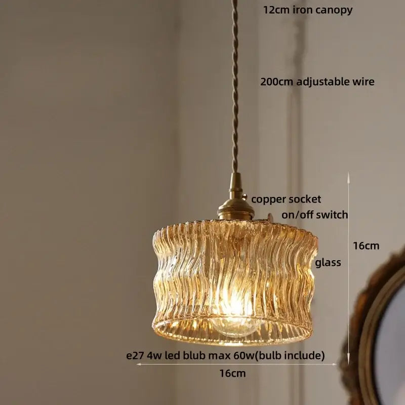 Vintage green glass & brass led pendant light – dining room