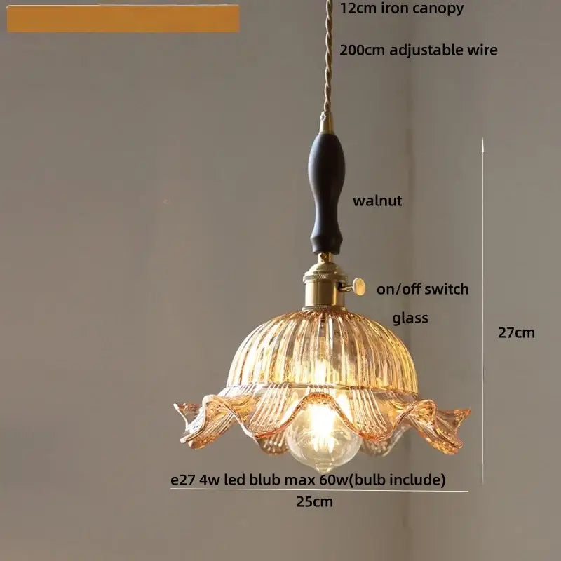 Vintage green glass & brass led pendant light – dining room