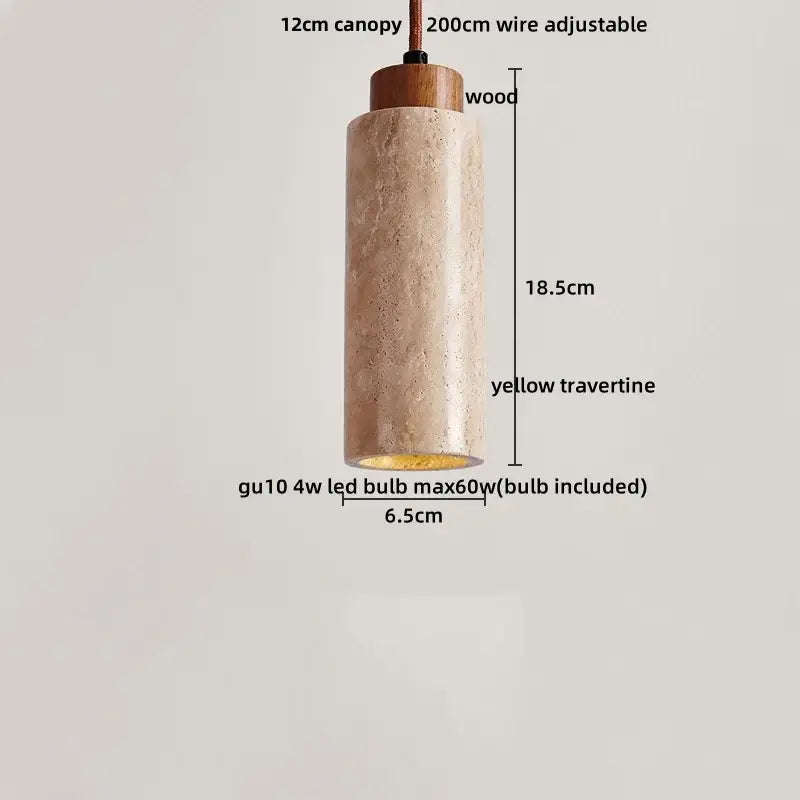 Yellow travertine and copper led pendant light kitchen hanging lamp