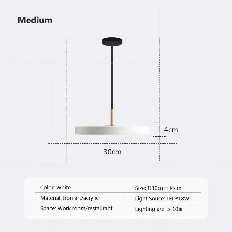 Minimalist cream navy & black led pendant light for dining room