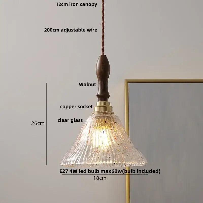 Japan style walnut and white glass led pendant light dining room