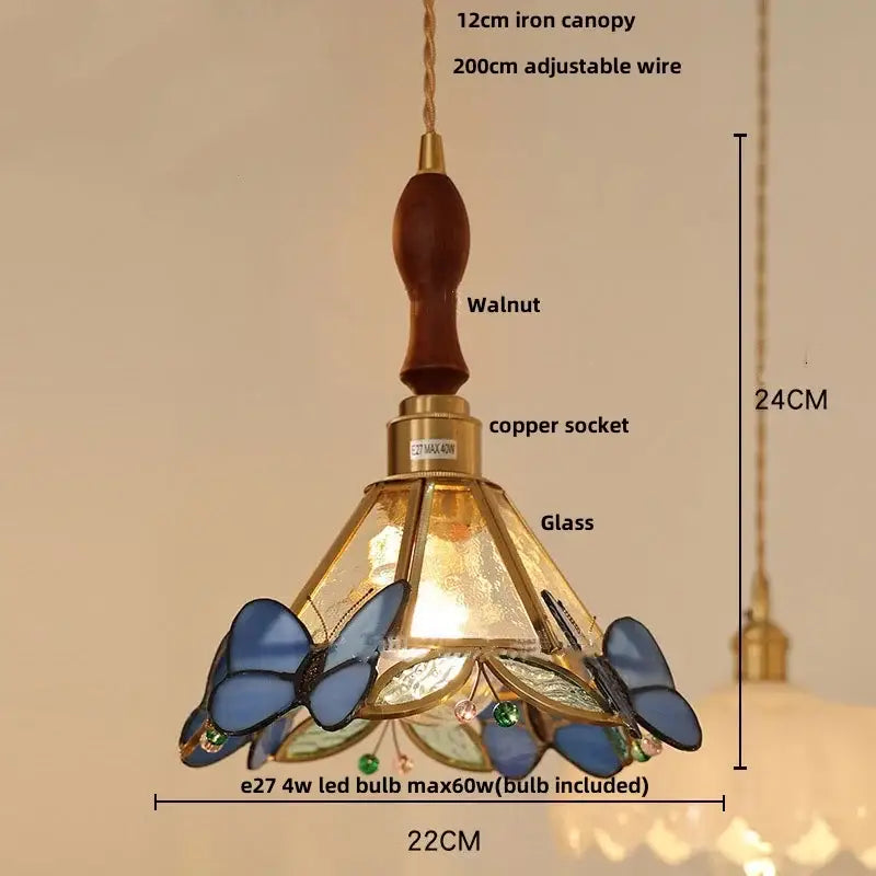 Japan style walnut and white glass led pendant light dining room