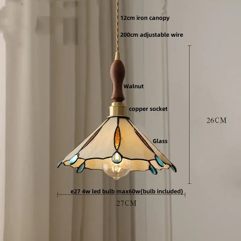 Japan style walnut and white glass led pendant light dining room