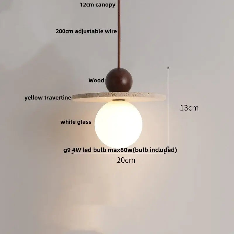 Minimalist beige concrete and wood led pendant light dining room
