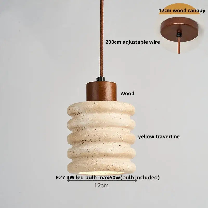 Minimalist beige concrete and wood led pendant light dining room