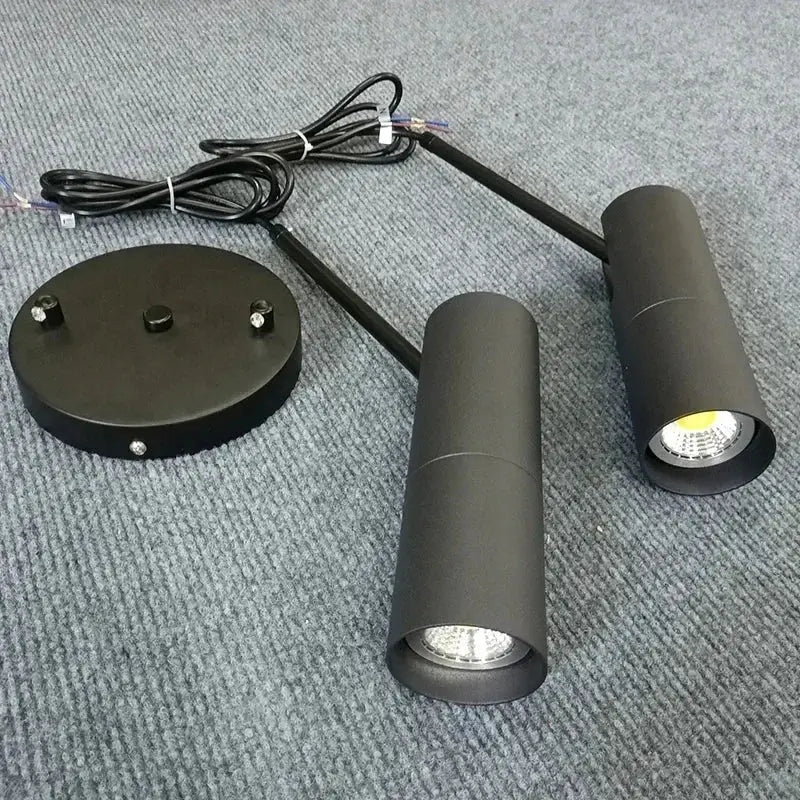 Modern black cylindrical led pendant light for kitchen spotlight