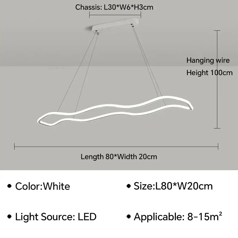 Modern gold wave led pendant light dining room chandelier
