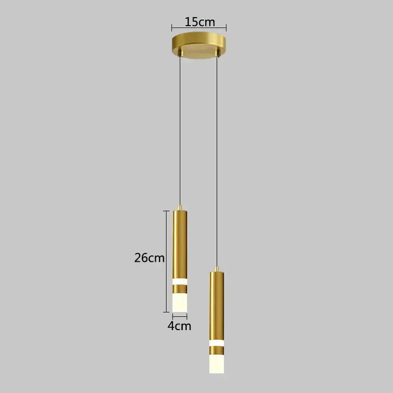 Modern black & gold led pendant light dining room cylindrical lamp