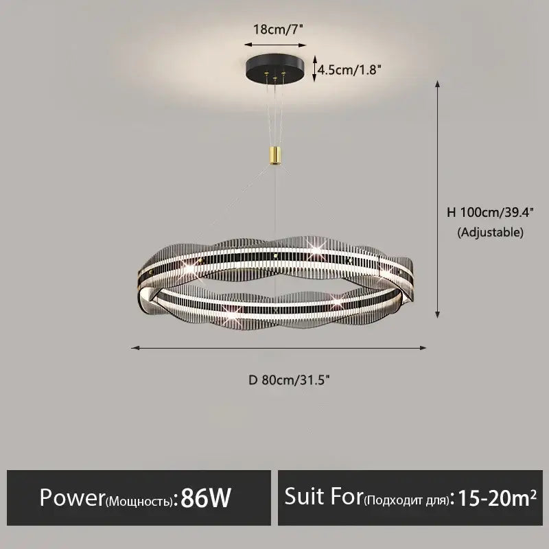 Modern wavy double ring led pendant light for dining room