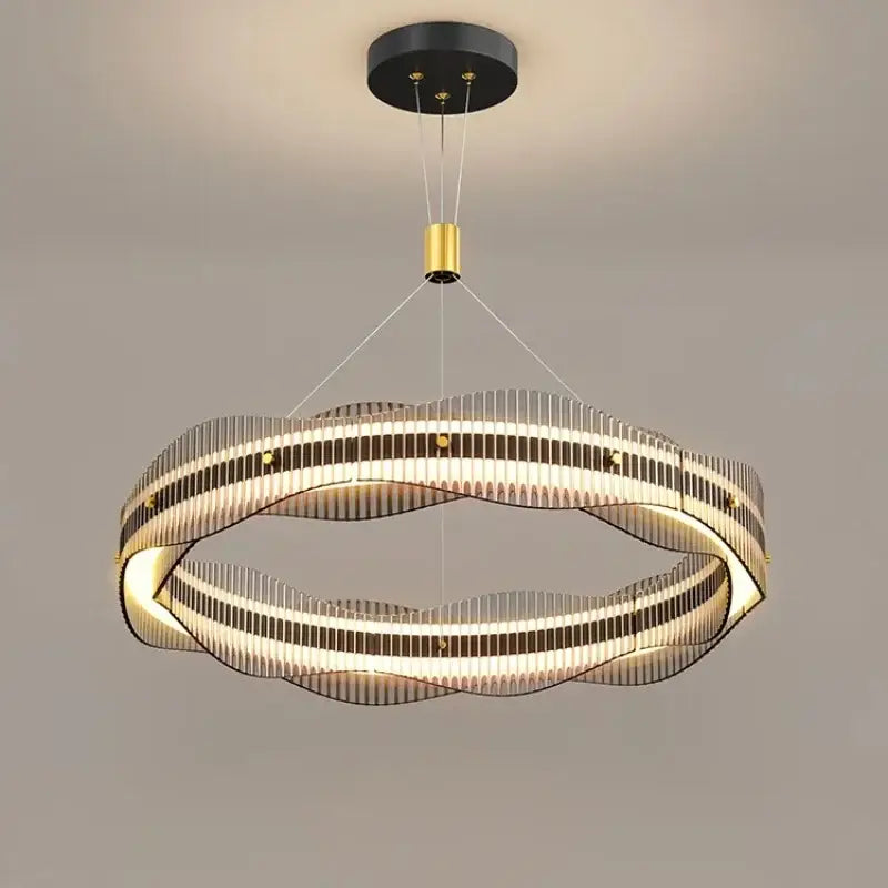 Modern wavy double ring led pendant light for dining room