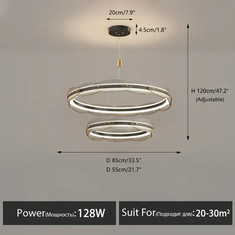 Modern wavy double ring led pendant light for dining room