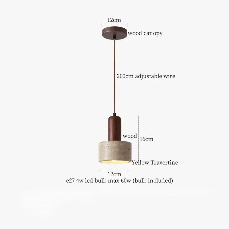 Modern beige concrete and dark wood led pendant light dining room