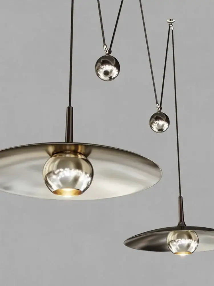 Modern gold disc led pendant lighting for dining room
