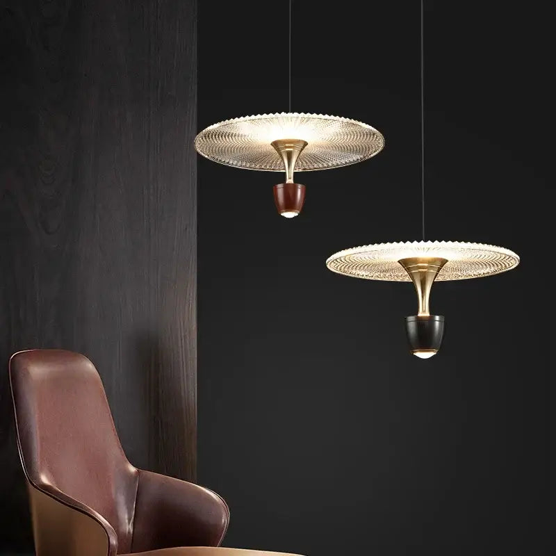 Modern gold disc led pendant lighting for dining room